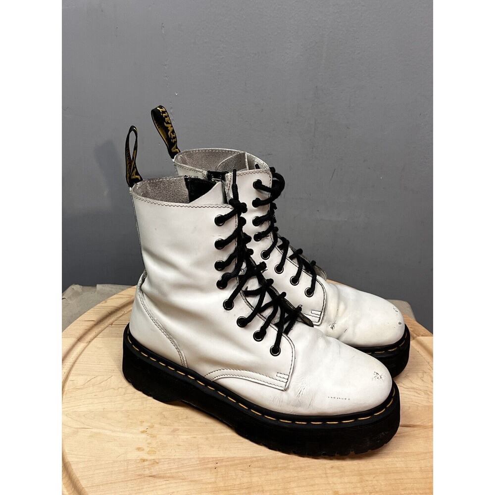 Dr. Martens Jadon Platform White Lace Up/zip Air Wair Boots Womens 8.5 Combat